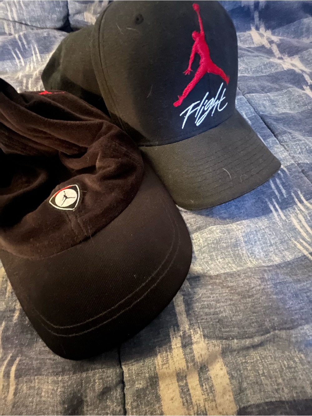 Jordan Black Caps with Red Jumpman Embroidery